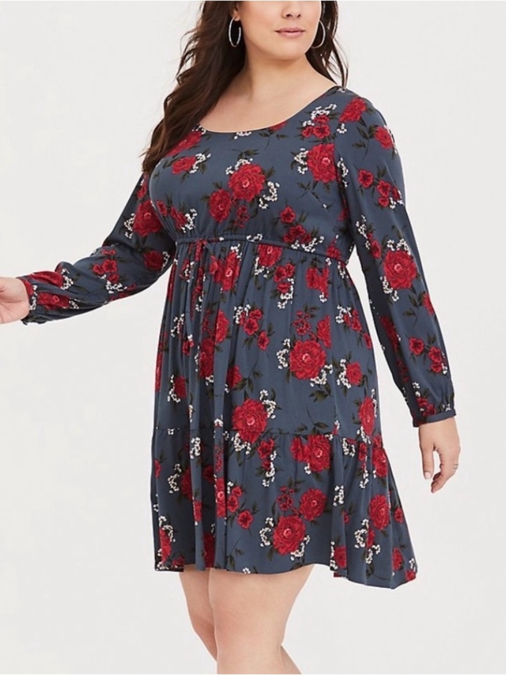 *Torrid 1 (1X) Blue Floral Challis Skater Dress